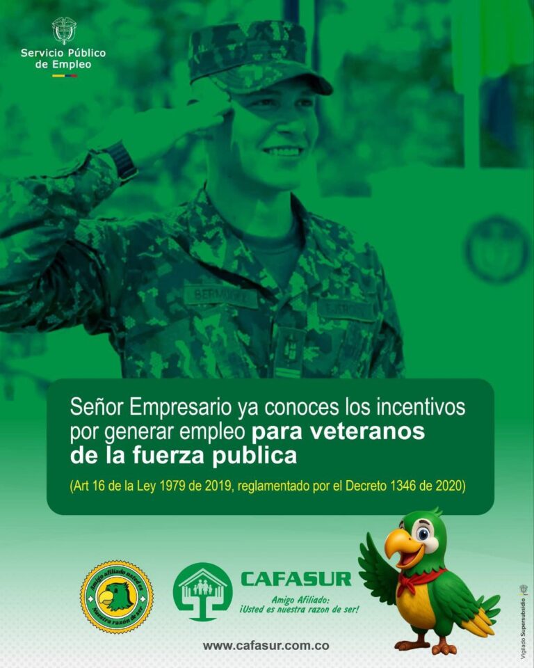 Generación de empleo para veteranos de la fuerza publica