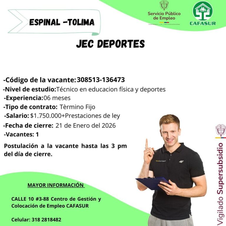 OFERTA LABORAL JEC DEPORTES